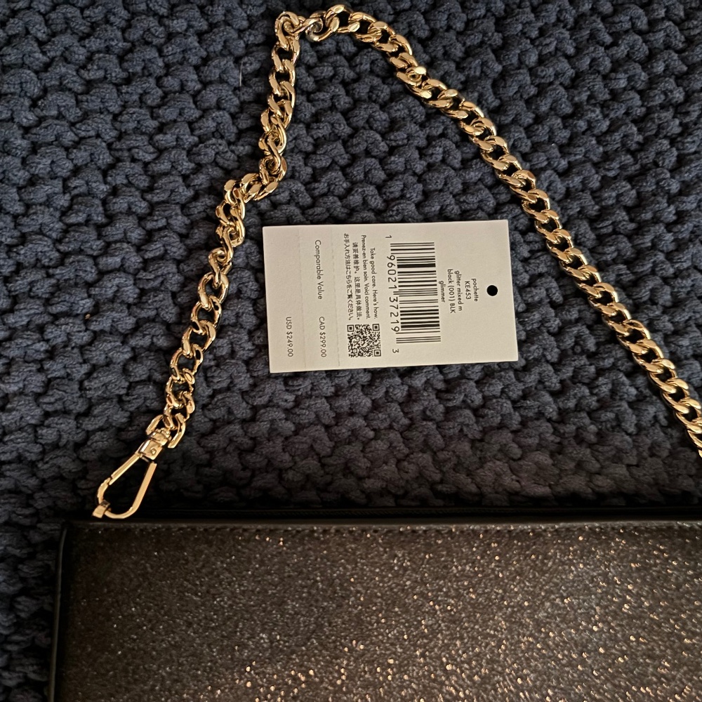 NWT Kate Spade Glimmer Glitter Pochette Bag W/ Detachable Strap KE453 Orig $229